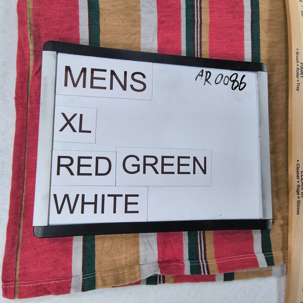Guess Casual Striped Short Sleeve Crew Neck T Shirt Mens Size XL Red Green White - Picture 7 of 8